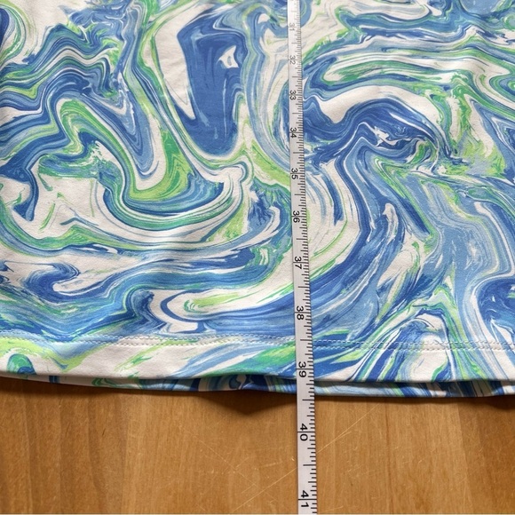 J MCLAUGHLIN ELORA DRESS M WATERCOLOR COASTAL CATALINA CLOTH RUCHED SUMMER CHIC - Picture 12 of 13